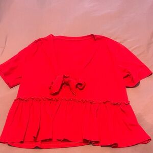 Red Women's Top with Ruffle Detail